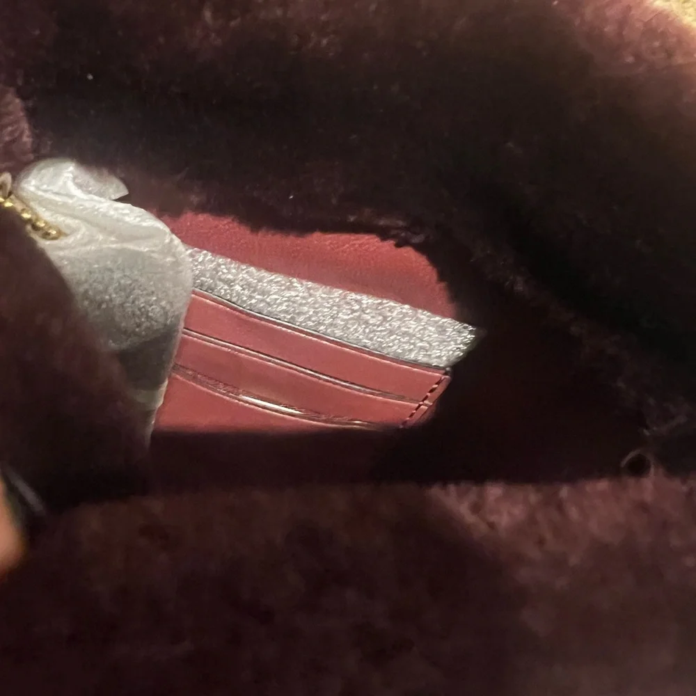 Coach Burgundy Shearling Bag with Gold Accents - Picture 3 of 5